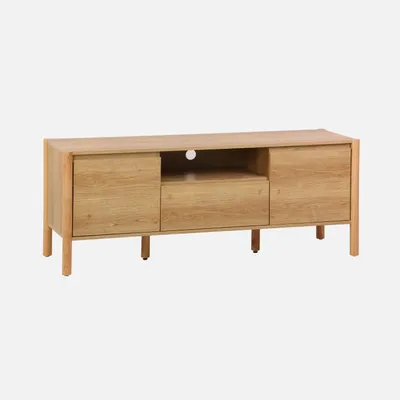 Immagine prodotto di Mobile TV decorazione legno 2 ante 1 cassetto 140cm, Marrone naturale