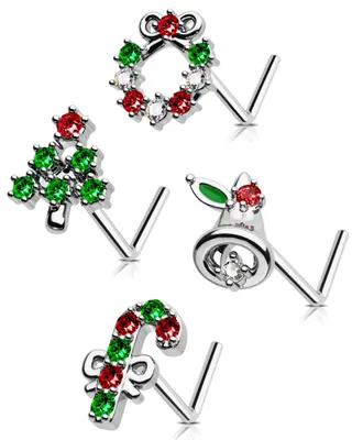 Immagine prodotto di Set di 4 gioielli per piercing al naso a tema natalizio