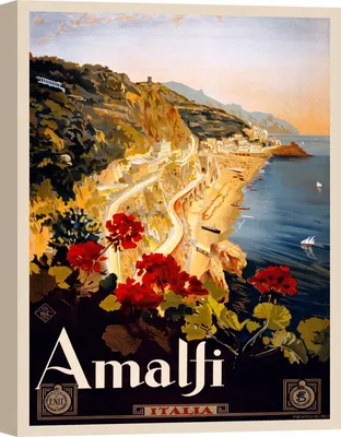 Produktbild von Kunstdruck auf Leinwand, Vintage-Poster, Amalfi - Größe 40x60 cm