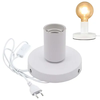 Bureaulampe E27 mit Kabelschalter, Vintage, industriell, Weiß