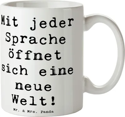 Produktbild von Mr. & Mrs. Panda Kaffeetasse Spruch Sprachen lernen - Weiß - Geschenk, haferl, Kaffeebecher, Inspiration, Teebecher, Sprachreise, Vertrauem, kulturelle Bereicherung