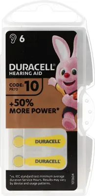 Produktbild von Duracell Hörgerätebatterie DA 10 AC Zn/Luft 1,4 Volt 105mAh