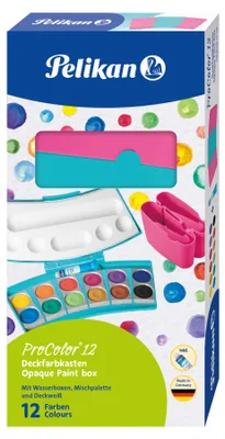 Produktbild von Pelikan Deckfarbkasten ProColor 12 Farben türkis/pink