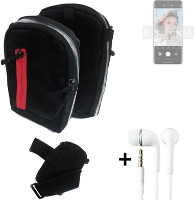 Produktbild von K-S-Trade Outdoor Gürteltasche Holster Umhängetasche + Kopfhörer kompatibel mit Xiaomi Civi 1S schwarz Handy Tasche Case travelbag Schutzhülle