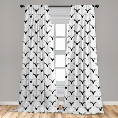 Produktbild von Abakuhaus, Fenstervorhänge, Tierkopf Silhouetten, 2-Panel-Set, 150 x 175 cm