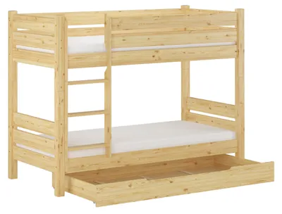 Produktbild von Teilbares Stockbett massiv Kiefer 90x200 Etagenbett Nische 80 cm Zubehör wählbar V-60.16-09T80Rollrost. Matratzen und Bettkasten inkl.