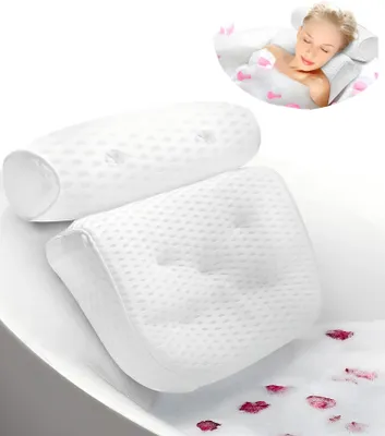 Produktbild von Badewannenkissen Ergonomisches Badekissen mit 7 Saugnäpfen & 4D-Air-Mesh,Spa Badekissen, Duschkissen, Kopfstütze Badewanne mit Aufhängehaken, weiches