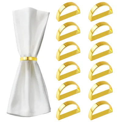 Produktbild von Serviettenringe Gold 12 Stück Metall Serviettenring Set Elegante Serviettenschnallen Geeignet für Hochzeiten Familienfeiern,（golden）