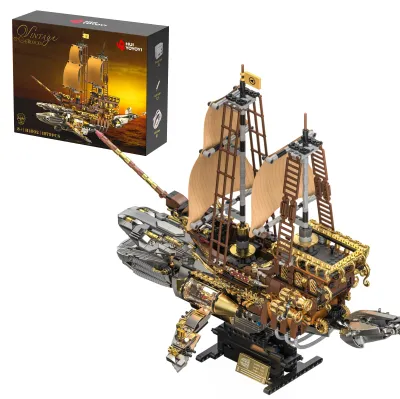 Produktbild von Technik Wal Piratenschiff Bauspielzeug mit Licht, 1960St Modell Schiff Spielbausteine