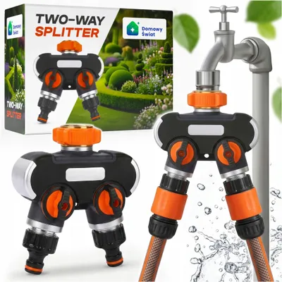 Produktbild von 2-Weg-Gartenverteiler Für Schlauch, Wasserhahn, Anschluss Mit Ventilen