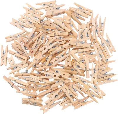 Productafbeelding van Houten klemmetjes - 100 stuks mini-klemmetjes van cederhout - Voor het versieren van foto's en het ophangen van kleding - 2,4 cm
