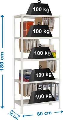 Produktbild von Simonrack Schwerlastregal FILECLICK MINI 5 8435104939383 weiß 80,0 x 36,0 x 180,0 cm