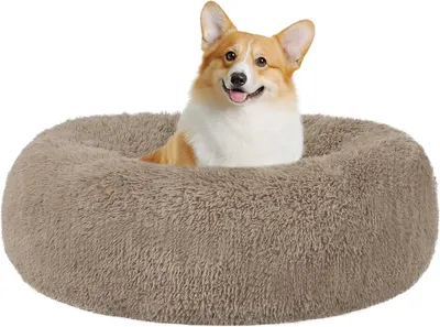 Productafbeelding van Rond Huisdierbed - Hondenmand Kattenkussen - Comfortabel Slapen - Antislip Wasbaar - 70 cm Diameter - Camelbruin