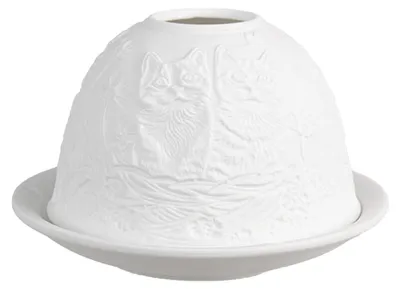 Immagine prodotto di Portacandele Clayre & Eef Ø 12x8 cm Gatti in porcellana bianca