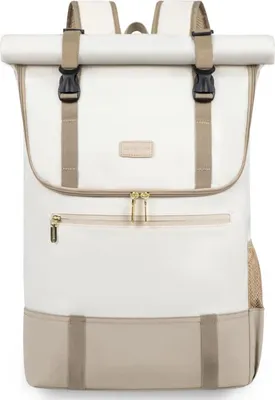 Produktbild von Moderne Rolltop Laptoprucksack 17,3 Zoll Uni Business Reise - Beige Khaki