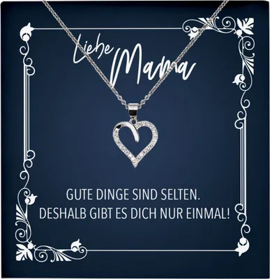 Produktbild von 22Feels Echt Silber Halskette - Liebe Mama Geschenk Geburtstag Muttertag Mutter Schmuck Set für Frauen - Herz Anhänger, Karte