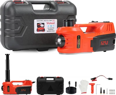 Produktbild von 4-in-1 Auto Wagenheber Set 5T, 12V Elektrischer Hydraulischer Wagenheber fš¹r PKW und SUV, Reifenwechsel & Reifenpumpe