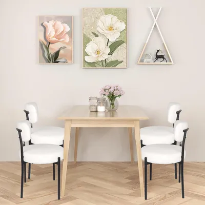 Produktbild von Esszimmerstühle Set (4 St),Küchenstuhl Polsterstuhl Wohnzimmerstuhl,Sitzfläche aus Teddy Samt,Ergonomisches Design,für Esszimmer und Wohnzimmer Weiß