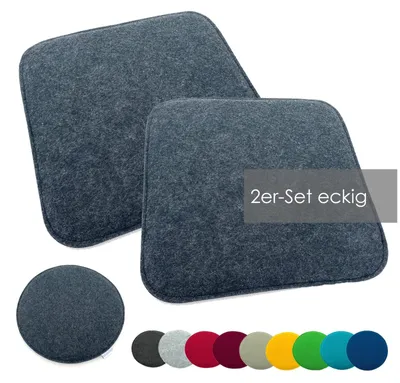 Produktbild von Stuhlkissen Hochwertiger Filz - 2 Stück - 35 x 35 cm - Bequemes Sitzkissen - Pflegeleicht - Für Innen/Außen geeignet