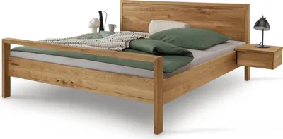 Produktbild von Bett Aalbe 140x200 Eiche Massiv Holzkopfteil Doppelbett