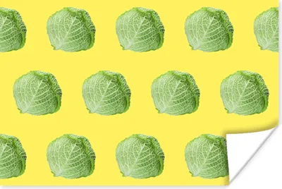 Produktbild von MuchoWow® Poster Gemüse - Kopfsalat - Muster - Gelb 90x60 cm - Schlafzimmer