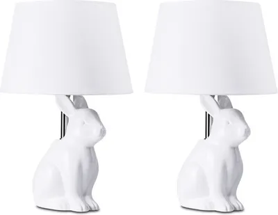 Produktbild von KONSIMO 2er Set Tischlampen mit Kaninchenmotiv "LEPUS", Weiß, Keramik