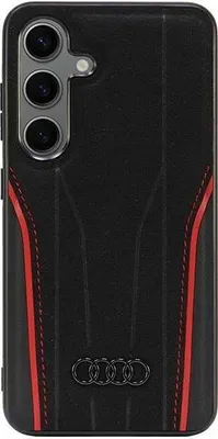 Zdjęcie produktu dla Audi Genuine Leather MagSafe S24 S921 czarno-czerwony/black-red hardcase AU-TPUPCS24-R8/D3-RD