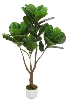 Produktbild von Kunstpflanze Geigenfeige Ficus Lyrata - Künstlicher Zimmerbaum 115 cm - Realistische Kunststoffpflanze im Topf - Deko für Wohnzimmer und Büro - Grün