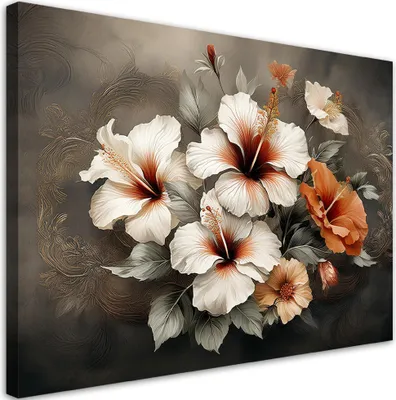 Produktbild von Leinwandbild Abstrakte 3D-Blume 60x40 Feeby Grau bild für die wand bereit zum aufhängen