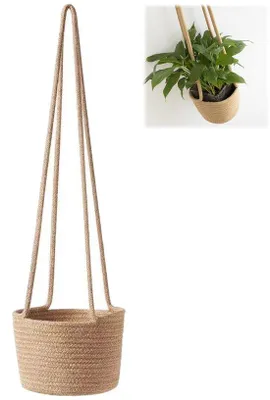 Immagine prodotto di Cestino sospeso in paglia per piante, 14 cm, decorazione per interni ed esterni