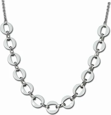 Produktbild von Amello Edelstahl Keramik Halskette Ringe Schmuck 50cm silber weiß ESKX47W5