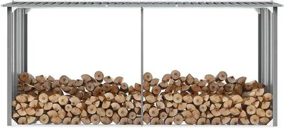 Productafbeelding van Houthok - Houtopslag - Buiten Opslag - Weerbestendig Staal - 330 cm Breed - Grijs
