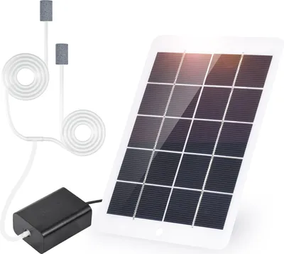 Produktbild von Solarbetriebenes Sauerstoff-Luftpumpen-Kit fuer Aquarien, Sauerstoffgeraet, Sauerstoffbeluefter, Solarluftpumpe mit 3 W, 5 V, Solarpanel, Sauerstoffrohr, 2 Luftblasensteine