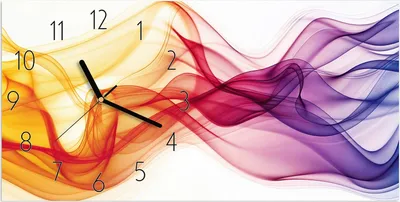 Produktbild von Wanduhr aus Glas mit Motiv Farbige Wellen- 60 x 30 cm - inkl. Aufhängesystem