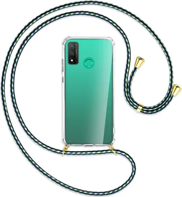 Produktbild von Handykette Backcover-Schutzhülle mit Band (Metall goldfarben) für Huawei P Smart 2020 - grün/blau/weiß