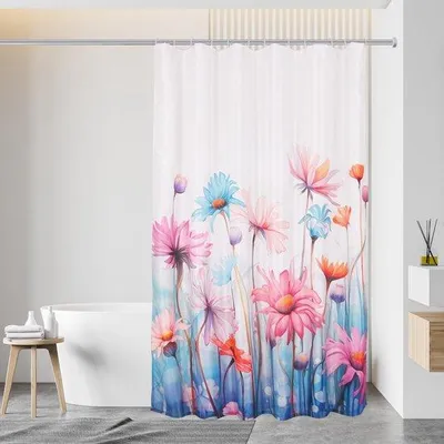 Produktbild von Unyqoos® wasserabweisender Duschvorhang aus Polyester, schimmelhemmend, mit beschwertem Saum, inkl. 12 Kunststoffhaken, 180x200 & 120x200 cm