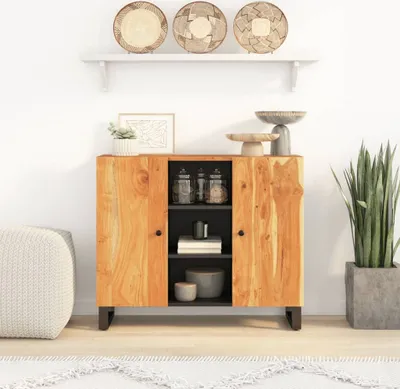 Immagine prodotto di The Living Store Credenza a 2 ante 90x33x75 cm in legno massiccio di acacia