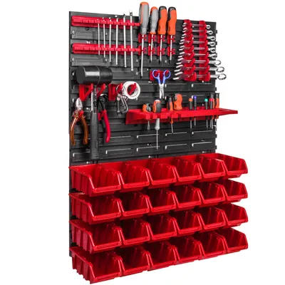 Image de Système de stockage Étagère murale 576 x 780 mm Paroi à outils 20 pcs Bacs gerbables plastique