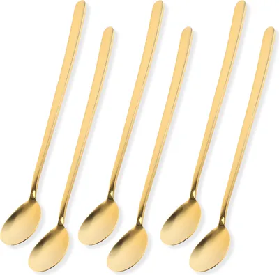 Produktbild von Schramm® 6 oder 12 Stück Latte Macchiatolöffel wählbar in schwarz, silber oder gold Eier Löffel Teelöffel Servierlöffel Kaffeelöffel Dessertlöffel Mokkalöffel Dip, Farbe:gold, Größe:6 Stück