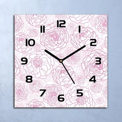 Produktbild von Wanduhr Echt-Glas-Küchenuhr Rosa Blüten rosa Quarz Lautlos 30x30 Deko Bilder