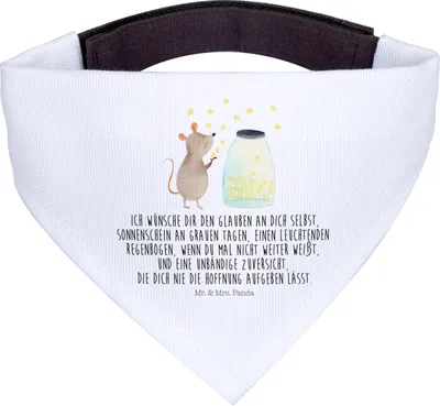 Produktbild von Mr. & Mrs. Panda Bandana Maus Sterne - Weiß - Geschenk, Halstuch Für Hunde, Taufe, Schwangerschaft, Geburt, Geburtstag, Lustige Sprüche, Dreieckstuch, Hundehalstuch