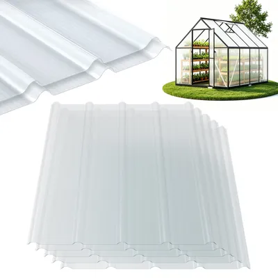 Produktbild von Ikodm 5er Set FRP Lichtplatten 90x100 cm, 1 mm Trapez-Wellplatten klar, UV-Schutz, hagelfest & wetterfest, inkl. Schrauben für Terrassendach Carport