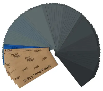 Immagine prodotto di Carta abrasiva set carta vetrata - 72 pezzi - Grana da 400 a 3000 - 23 x 9 cm