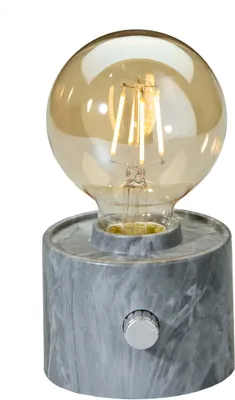 Produktbild von Vintage Akku Glühbirne Edison LED Tischlampe USB-C dimmbar mit Drehschalter – moderne Dekoration Marmor grau