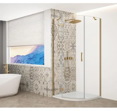Produktbild von TRINITY GOLD MATT Duschabtrennung Viertelkreis 900x900mm, Klarglas, links