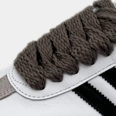 Zdjęcie produktu dla Płaskie sznurowadła Campus Ciemnoszare - płaskie szerokie sznurowadła o szerokości 15 mm - 140 cm - Nike Adidas