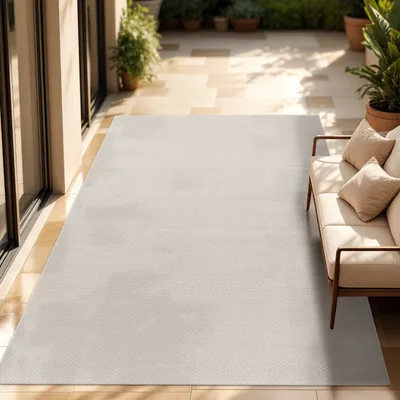 Produktbild von In- & Outdoor Teppich Flachgewebe einfarbig modern wetterfest für Terrasse Küche Grösse 240x340 cm