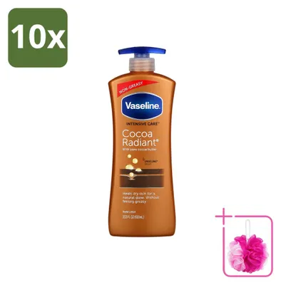 Produktbild von 10 x Vaseline Cocoa Radiant Bodylotion - Intensiv pflegend - 600 ml - Sparpackung - 10 Stücke