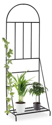 Produktbild von Pflanzenregal mit Kletterhilfe für Garten, Balkon und Terrasse, aus Stahl, 200 x 70 x 40 cm, Schwarz