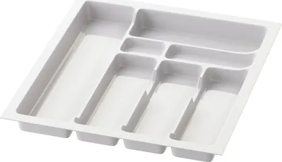 Produktbild von Sossai Besteckeinsatz Divio für Schubladen 50cm | 43 x 49 cm | Weiß Besteckkasten Schubladeneinsatz